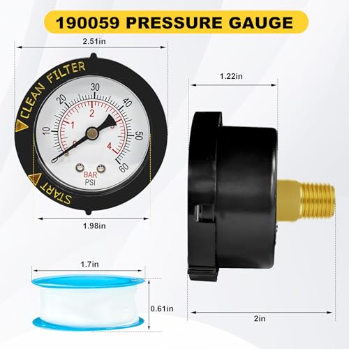 ECX2712B1 190059 Pressure Gauge Fits Pen-tair Pool/Spa Valve and Filter - size: 190059 ECX2712B1