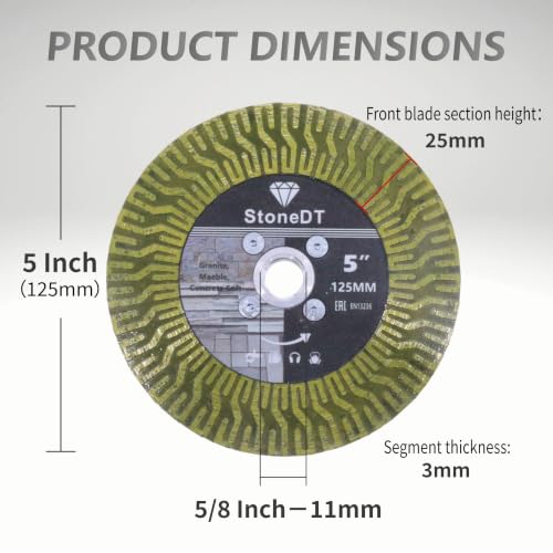5 Inch Diamond Tile Saw Blade with 5/8"-11 Flange