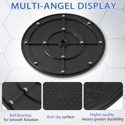 8 Inch Lazy Susan Turntable Organizer, Eichzer Premium Heavy Duty Black Rotating Swivel Stand with Steel Ball Bearings for Model/Rotating Plants/Crafts Stand/TV/Monitor/Laptop (360˚ Rotation) - size: 8 inch