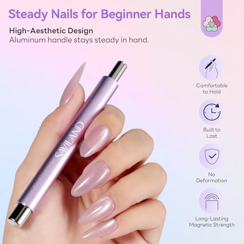 SAVILAND Double-Head Cat Eye Magnet Nail Magnet Pen Purple - color: Cat Eye