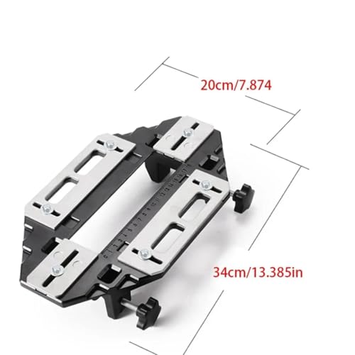 Door Hinge Jig, Woodworking Hole Opener Slotting Locator & Hinge Hole Locator, Aluminum Alloy Template for Cabinet Door Hinge and Lock Installation, Max Slot 18cm