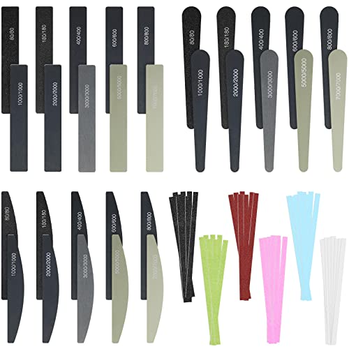 Honoson 60 Pcs Sanding Sticks for Plastic Models Water Drop Moon Style - style: Style 1