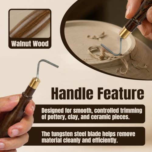 Lxnavihly Pottery Trimming Tool, Pottery Carving Tools, Clay Sculpting Tool - color: L Shape-Walnut