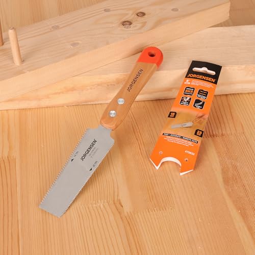 JORGENSEN Japanese Flush Cut Saw, 5 Inch Beech Handle Pull Saw, SK5 Flexible Double Edge Blade, 18/25 TPI Japanese Handsaw for Hardwood & Softwood Woodworking, Cutting, Trim Flush