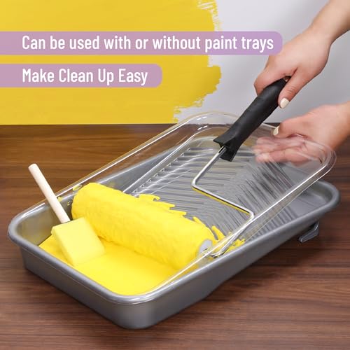 Bates- Paint Tray Set, 9 Inch, 62 pcs, 1x 9 Inch Paint Tray Liners, 60x Disposable Plastic Liners & 1x Roller Frame - size: 62 pcs