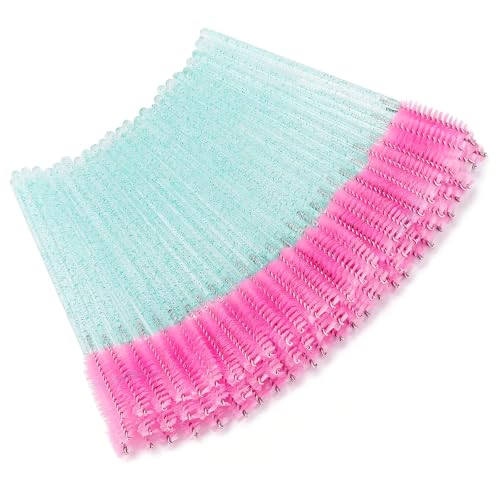 Elisel 100pcs Disposable Mascara Brushes with Container, Mascara Wands Makeup Brushes Applicators Kits for Eyelash Extensions and Eyebrow Brush (Blue Pink) - color: Blue Pink