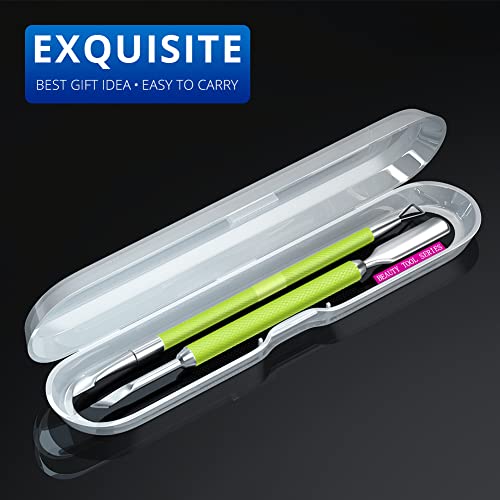 2PCS Neon Green Cuticle Pusher Tool and Scraper Nail Pusher - color: Neon Green