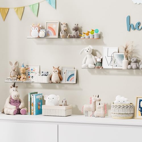 upsimples 15" x 4" Acrylic Shelves for Wall Storage and Organizer, 6 Pcs - size: 15x4"
