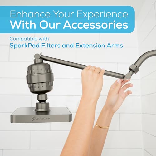 SparkPod Rain Shower Head, 6 Inch Square, Elegant Brushed Nickel Finish - color: Elegant Brushed Nickel, style: 6 Inch Square