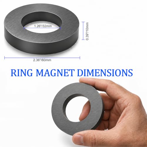 Grade 10 Ferrite Ring Magnets, 60 mm OD x 32 mm ID x 10 mm, 3 Pack