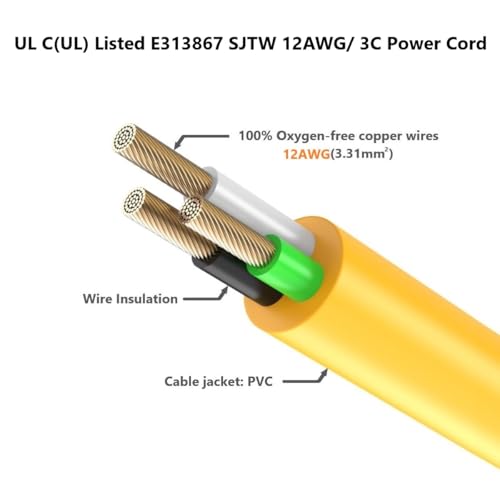 3FT 12AWG Heavy Duty Right-Angle Extension Cord 90 Degree 15-Amp to 20-Amp - color: 3 FT