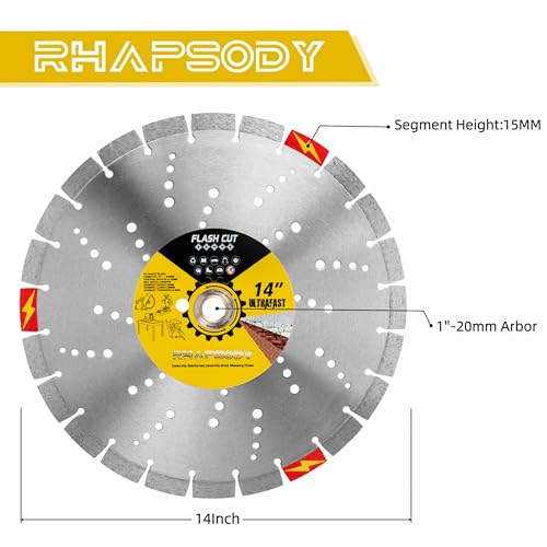 RHAPSODY 14Inch Ultrafast Diamond Saw Blade 2Pcs,Segmented General Purpose - size: 14''