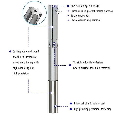 Chucking Reamer 14mm, H7 HSS Cobalt M35, Lathe Machine Reamer - size: 14mm