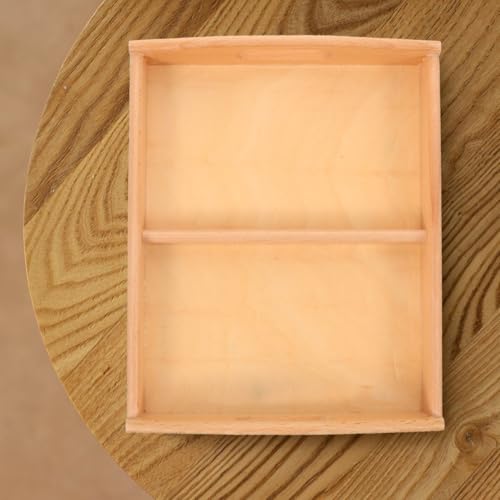 UPKOCH Small Wooden Montessori Tray with Handles, 2 Compartment