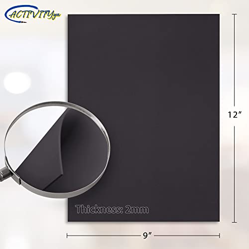 Black EVA Foam Sheets, 9 x 12 Inch, 2mm Thick Handicraft Foam Paper for Arts and Crafts, by ACTIVITYya - 10 Sheets - color: BLACK