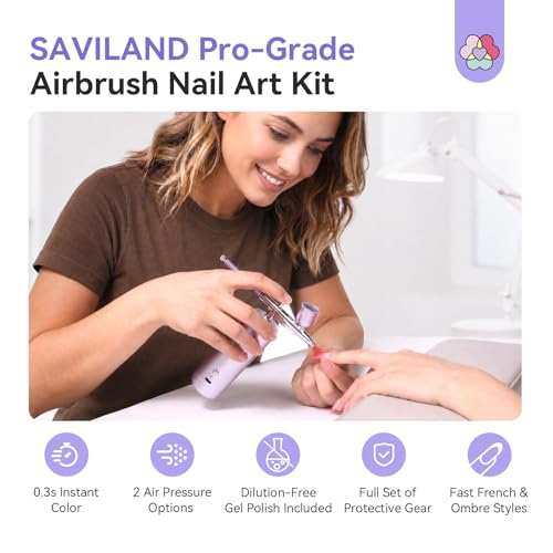 SAVILAND 7-in-1 Pro Dilution-Free Airbrush Nail Kit