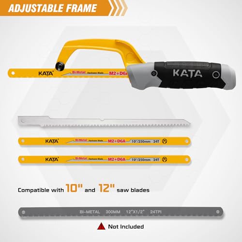 KATA 10 Inch Mini Hacksaw for Metal & Wood Cutting with 4-Piece Blades - size: 10 Inch (4 Blades)