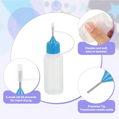 MECCANIXITY 5Pcs Needle Tip Squeeze Bottle, 15ml/0.51oz Glue Tip Applicator Bottles Plastic Liquid Glue Bottle for Paper Crafts, Painting, Oil, Ink(Blue, with 5 Funnel) - color: Blue, size: 15ml/0.51oz