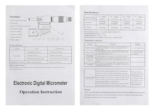 Accusize Industrial Tools 5-6''/125-150 mm 7 Keys Electronic Digital Outside Micrometers, 0.00005'' Or 0.001 mm Resolution, Ac21-6022 - size: 5-6" / 125-150 mm