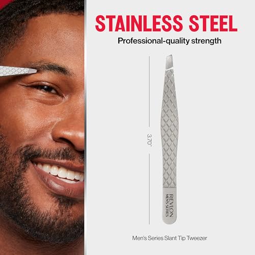 Revlon Men's Series Slant Tip Tweezer, Silver, 1 Count