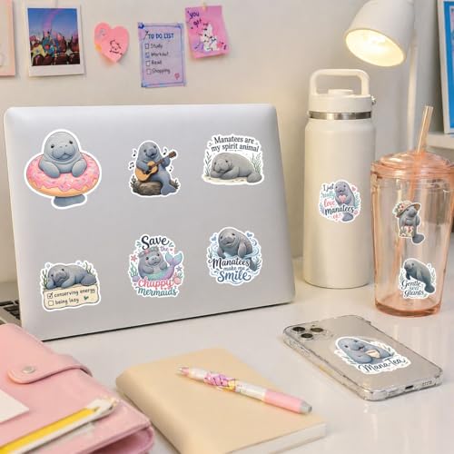 Vybonz Manatee Stickers Cute Sea Cow Marine Animal Decal Pack - color: Manatee