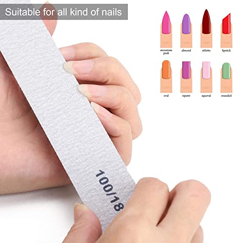 25 Pack 100/180 Grit Nail Files for Acrylic Nails, Rectangle Double Sides Emery Boards Fingernail Files Professional Nail Buffering Files - size: 25 Count(100/180 Girt)