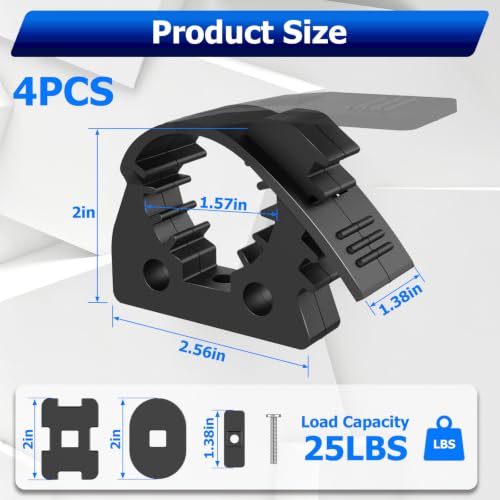 MusixiA Quick Release Rubber Clamp for MOLLE Panel-Shovel Holder for Truck Fits 1"~1.5" Diameter Tool Handles,MOLLE Accessories Adapter Mount 4Pcs - size: MOLLE Panel 4pc
