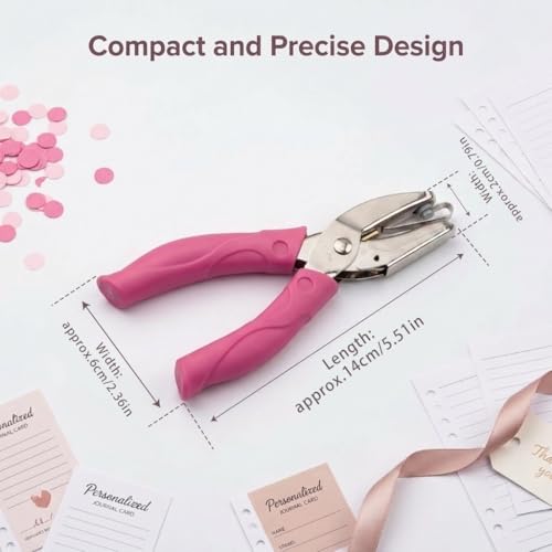 Round Single Hole Punch 1/4” Paper Hole Puncher for Crafts, Hole Puncher with Rose Red Soft Grip Handle - style: Rose Red Round