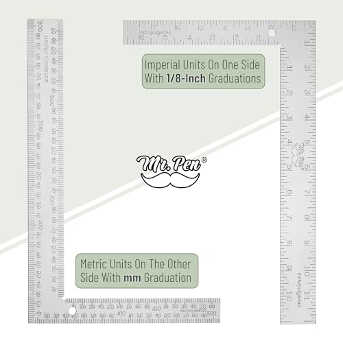 Mr. Pen- Metal Carpenter Square, 8 x 12 Inch - color: Silver