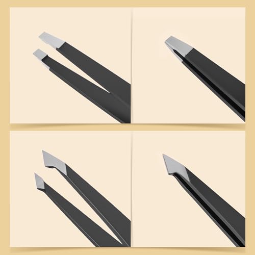 Diodiva 4-Pack Tweezers with Case for Eyebrows Facial Ingrown Hair Removal - style: 4-Pack Black
