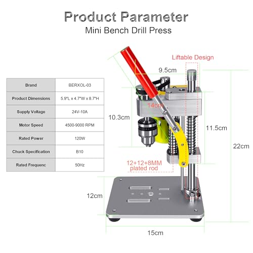 Mini Drill Press, Benchtop Electric Drill Press, Upgraded with Accessories - color: Color Blocking