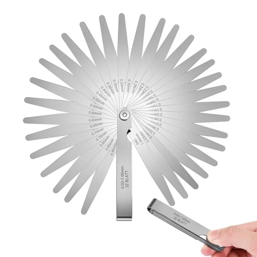 32 Blades Stainless Steel Feeler Gauge, Metric and Imperial Gap Measuring Tool Width and Thickness Feeler Gage Gauge for Spark Plug, Valve Adjustment Tool, 0.03-1mm (0.001-0.040 Inch) - size: 0.001-0.040 Inch