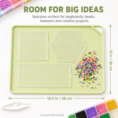 Large Fuse Bead Pegboard Mat 18.9 x 15 in, Silicone Craft Tray - color: Green