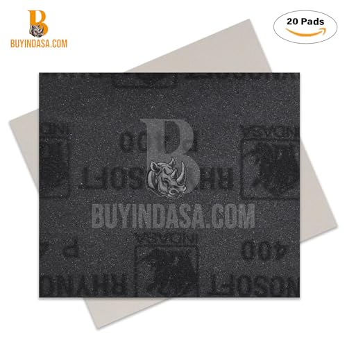 Indasa Rhynosoft Foam Sanding Pads - 4.5" x 5.5",Hook and Loop, 120 Grit, Plusline, Flexible, Tear-Resistant, Ideal for Automotive, Wood, & Finishing (Pack of 20 Pads) - size: 120-Grit 20 Pads Plusline