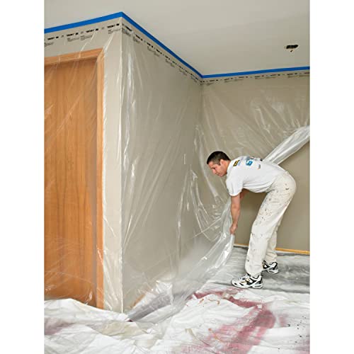 3M Hand-Masker Contractor's Plastic Film, 108" in x 90' Feet, Unfolds to Full Width, Contains Job Site Dust & Overspray, For Painting, Drywall Texturing, Wall Finishing & Floor Standing, 1 Roll (CP9)