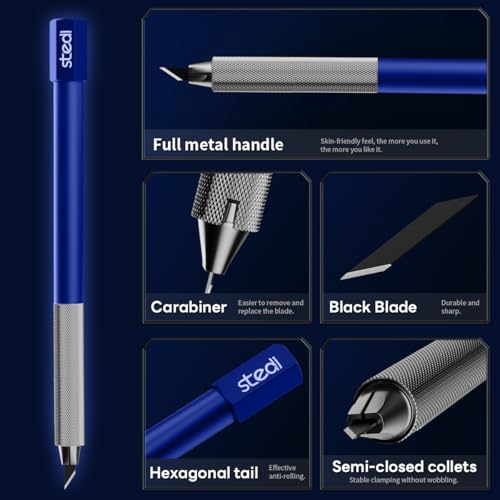 Stedi All Metal Craft Hobby Knife Kit, Model Hobby Making Tools - color: Blue