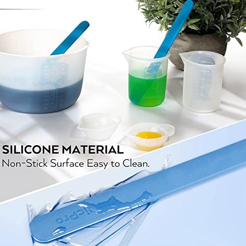 Large Silicone Resin Measuring Cups Tool Kit - Nicpro Reusable 600ml & 100ml Measure Cup, Silicone Stir Sticks Pipettes Finger Cots for Epoxy Resin Mixing, Molds, Jewelry Making, Waxing, Easy Clean - color: white 2, size: 600ml+100ml
