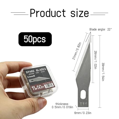 50 Pcs Xacto Blades For Medium To Heavy Craft, Hobby, Scrapbooking,Stencil