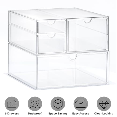 Prsildan Acrylic Drawer Makeup Organizer with 4 Drawers - size: 4 Drawers