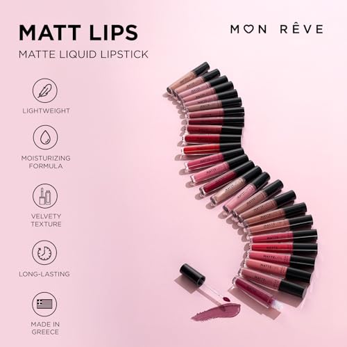 MON RÊVE Matte Lipstick, Long-Lasting Moisturizing, 13 Marshmallow - color: No 13