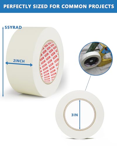 SWRT Masking Tape 2 Inch x 55 Yards, Masking Tape Bulk 10 Rolls (550 Yards Total), White Masking Tape for Painting, Fuse & Perler Beads Art Craft, Clean Removal - size: 2 Inch x 55 Yards x 10 Rolls