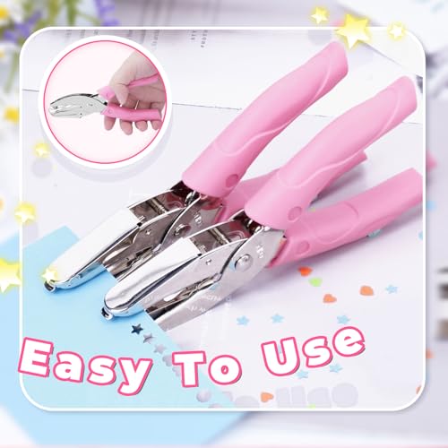 UCEC Hole Puncher for Crafts, 1/4" & 1/8" Single Hole Punch with Soft Grip - color: Pink, size: Circle+Circle