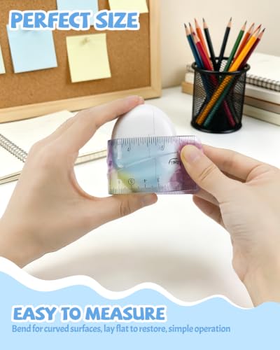 2 PCS 6 Inch Flexible Ruler, Bendable Plastic Ruler, Soft Bendable Gradient Colour Rulers with Centimeters and Inches for Student School Classroom Office Supplies - size: 6 Inch