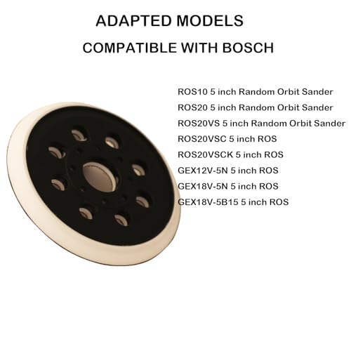 5 Inch Random Orbital Sander Replacement Pad, Replacement Compatible with Bosch ROS20 ROS20VS ROS20VSC ROS20VSK GEX12V GEX18V ROS10 with 8 Hole Hook Loop Foam & Sanding Backing Pads Sanding Discs - style: Style 2