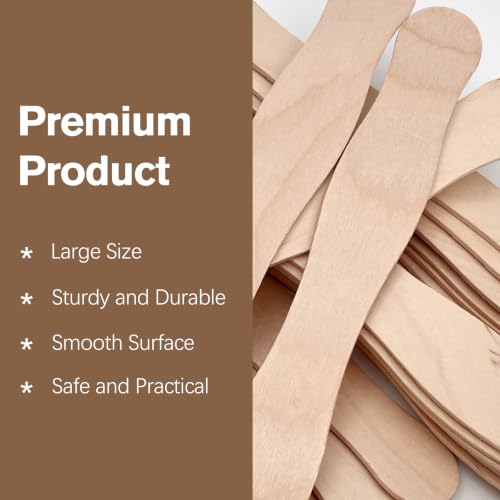50 Pack 20cm Wavy Craft Sticks, Large Wooden Popsicle Sticks, Fan Handles for DIY Crafts, Wedding Programs and Paint Mixing