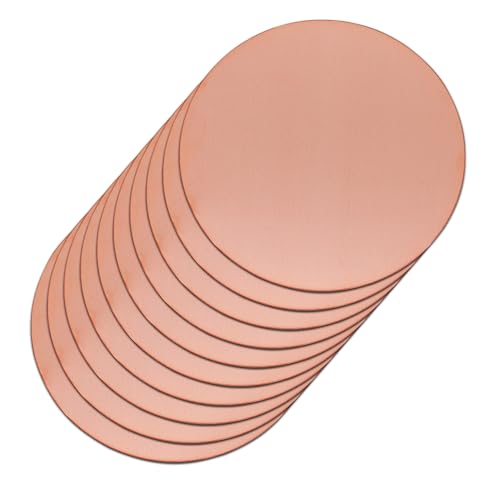 2" Copper Round Discs, 20 Gauge 0.8mm Thickness Pure Copper Round Plate T2 Metal Sheet Copper Circles for Crafts, Jewelry Making, Electrical DIY - 10 Pack - size: Dia:2", style: Thickness:20Ga/0.8mm