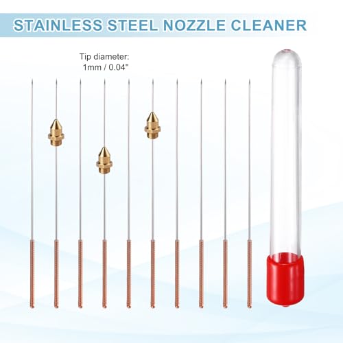 MECCANIXITY 20Pcs 3D Printer Nozzle Cleaning Kit Precision 1mm Stainless Steel Cleaner Needles for 3D Printer Clog Removal, Maintenance - size: 1mm