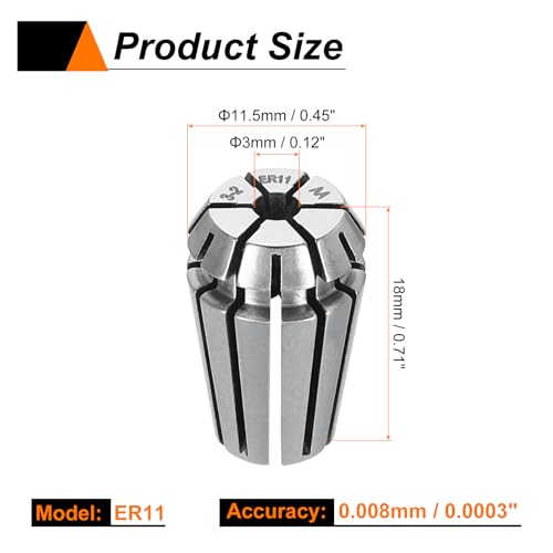 HARFINGTON Spring Collet Chuck ER11 3mm 65Mn Spring Steel Precision Router Collets for CNC Engraving Milling Lathe Tool - size: ER11 x 3mm