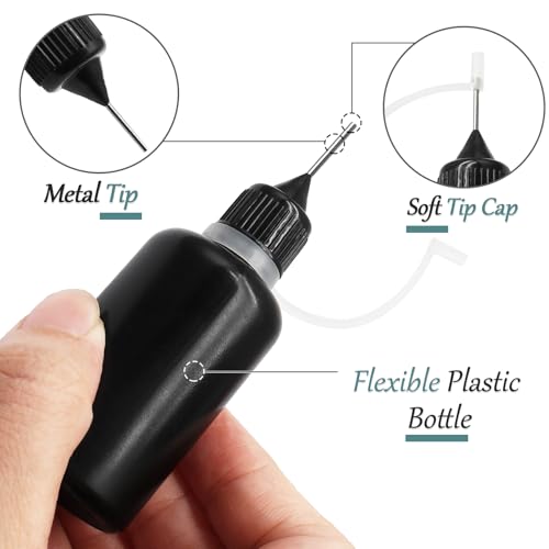 HARSKIYER 15ml Precision Tip Bottles, 10 Pcs Black 2 Funnels - size: 15ml