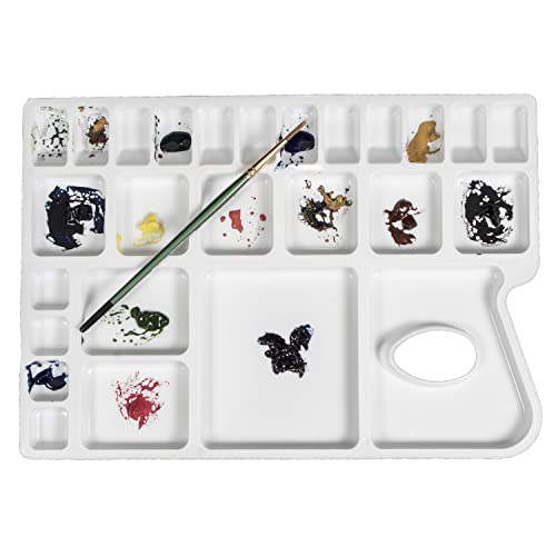 Zahepa Watercolor Palette Tray with Thumb Hole, 20 Wells, Paint Mixing Box - style: Rectangle - 16 Compartments